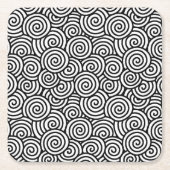 Japanisches wirbelloses Muster - weiß und schwarz Rechteckiger Pappuntersetzer (Vorderseite)