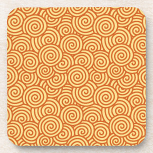 Japanisches Wirbelmuster - Mandarin & Hellorange Untersetzer