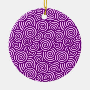 Japanisches Wirbelmuster - Orchideenrosa und Lila Keramik Ornament