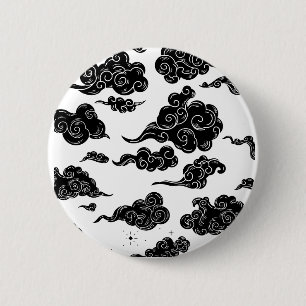 Japanisches Wolkenmuster-Ästhetik Button