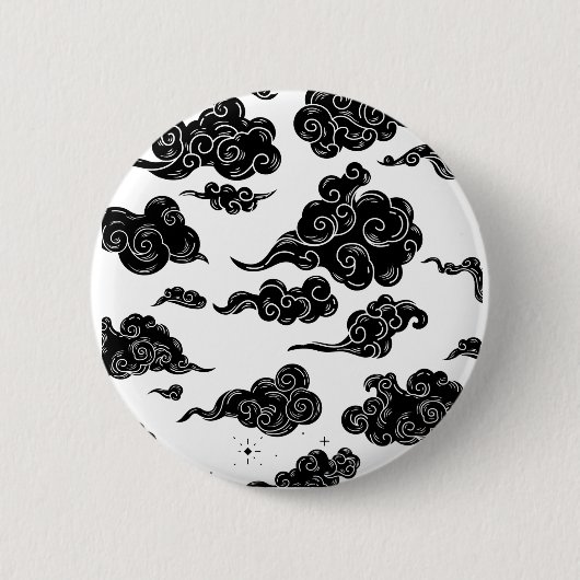 Japanisches Wolkenmuster-Ästhetik Button (Vorderseite)