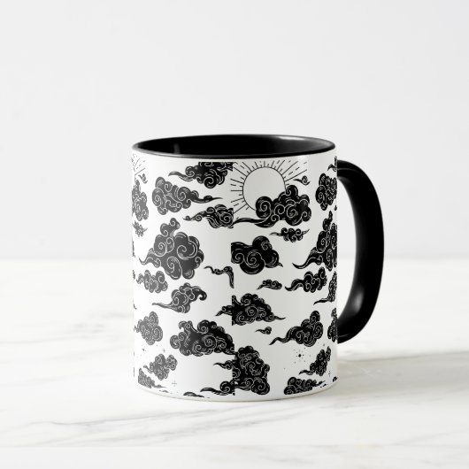 Japanisches Wolkenmuster-Ästhetik Tasse (VorderseiteRechts)