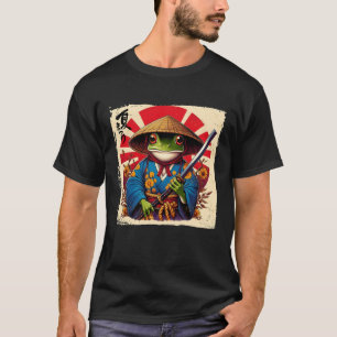 Japanisches Woodblock Art Samurai Frog Japanisches T-Shirt