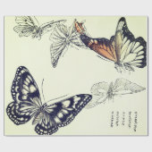 JAPANISCHES WOODBLOCK DRUCK-SCHMETTERLING GESCHENKPAPIER (Flach)