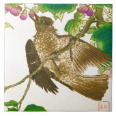 Japanisches Zeichnen des Jay auf einer Fliese (Vorderseite)