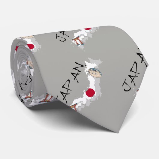 Japankarte und -flagge krawatte (Gerollt)