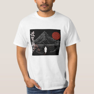 Japanlandscape Samurai Kanji frohes Jahr T-Shirt