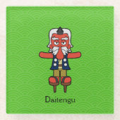 Japans großer Tengu-Krieger: Cartoon Yokai Glasuntersetzer (Vorderseite)