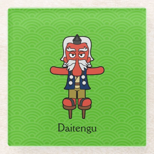 Japans großer Tengu-Krieger: Cartoon Yokai Glasuntersetzer (Vorderseite)