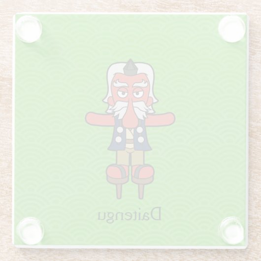 Japans großer Tengu-Krieger: Cartoon Yokai Glasuntersetzer (Rückseite)