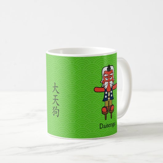 Japans großer Tengu-Krieger: Cartoon Yokai Kaffeetasse (VorderseiteRechts)
