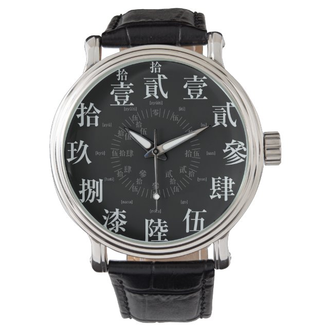 Japans schwieriger alter Kanji-Stil [schwarzes Ges Armbanduhr (Vorderseite)