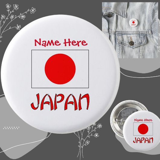 Japans und Japans Flaggen - Rote Personalisierung Button