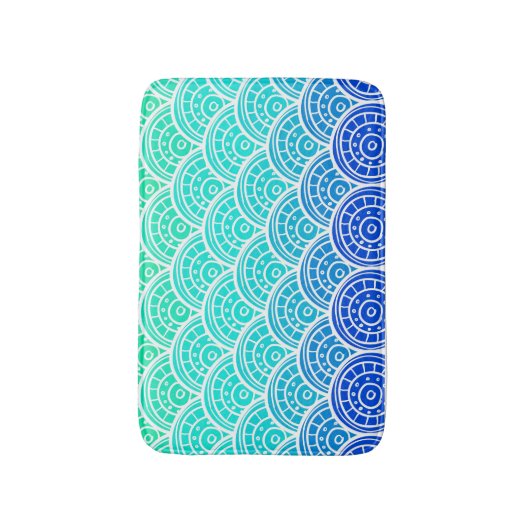 Japans Waves Blue Green Gradient Muster Badematte (Vorderseite Vertikal)