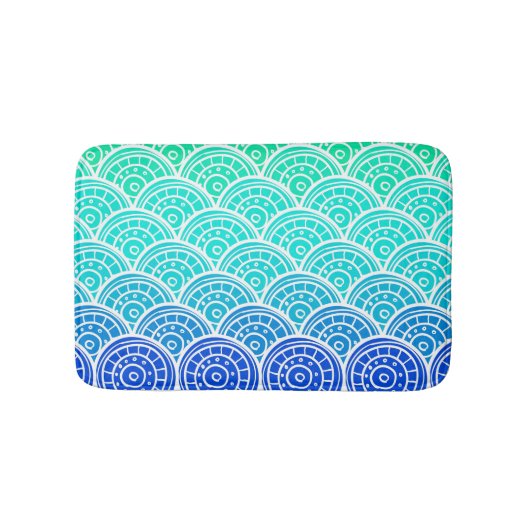 Japans Waves Blue Green Gradient Muster Badematte (Vorderseite)