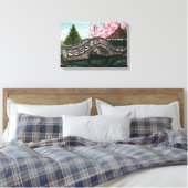 Japenese Garden Stretched Canvas Print Leinwanddruck (Insitu (Schlafzimmer))