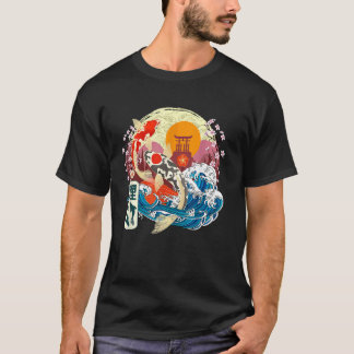 Japonés Koi Fish Gran Onda Kanagawa Japón Arte Vin T-Shirt