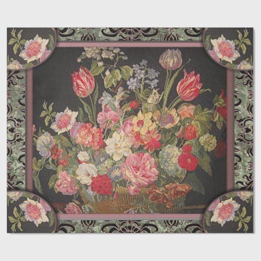 Jaquebloom mit Blumen Geschenkpapier (Flach)