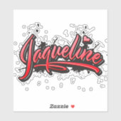 Jaqueline red Heart Graffiti Aufkleber Sticker (Blatt)