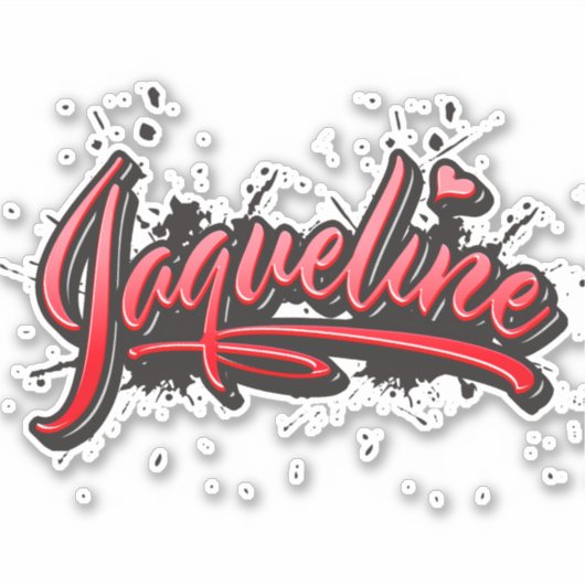 Jaqueline red Heart Graffiti Aufkleber Sticker (Vorderseite)