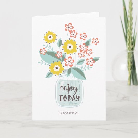 Jar der Blume Geburtskarte Karte (Vorderseite)