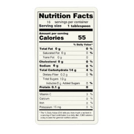Jar der Jelly Nutrition Facts Label mit halber Pin
