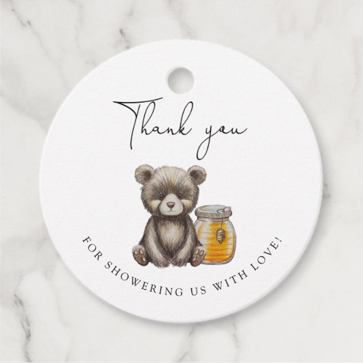 Jar Honig und Teddy Bären danke Geschenkanhänger (Vorderseite)