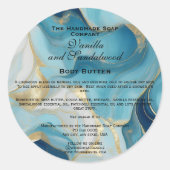 JAR-Label für blaue und goldene Marmorkosmetik Runder Aufkleber (Vorderseite)