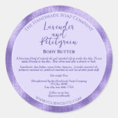 JAR-Label für lila und Lila Foil-Kosmetik Runder Aufkleber (Vorderseite)