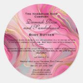 JAR-Label für rosa und goldene Marmorkosmetik Runder Aufkleber (Vorderseite)