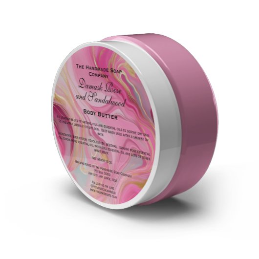 JAR-Label für rosa und goldene Marmorkosmetik Runder Aufkleber