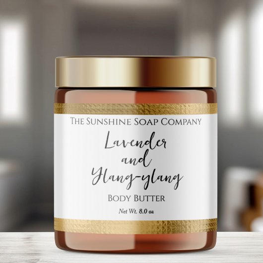 JAR-Label für weiße und Hammergoldfarbene Kosmetik Wasserflaschenetikett