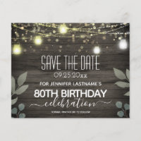 Jar Light 80. Geburtstag Save the Date Budget