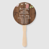 Jar Lights Floral Wood Jars Wedding Program Fan Fächer (Rückseite)