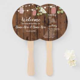 Jar Lights Floral Wood Jars Wedding Program Fan Fächer