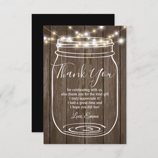 Jar, Mason Jar, Erwachsener, danke Karte (Vorne/Hinten)