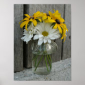 Jar of Daisies & Black Mit Augen Susans Poster (Vorne)