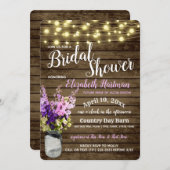 Jar of Delpheniums and Lights Rustisches Brautpart Einladung (Vorne/Hinten)