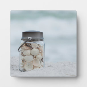 Jar of Seashells am Strand   Florida Fotoplatte