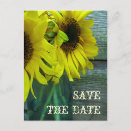 Jar Sonnenblumen Barnwood Fall Save the Date Ankündigungspostkarte