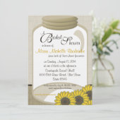 Jar und Sunflowers Brautparty Einladung (Stehend Vorderseite)
