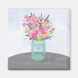 Jar Vase am Tag der Mutter mit Blume Magnet