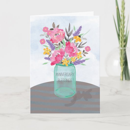 Jar Vase zum Jubiläum mit Blume Karte (Vorderseite)
