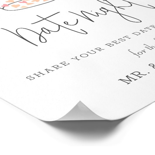 Jar with Heart Brautparty Date Night Jar Sign Poster (Ecke)