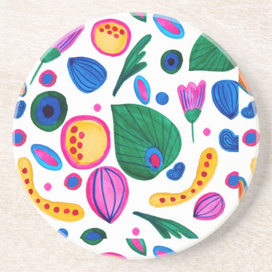 Jardín Botánico Abstracto Boho Maximalist Getränkeuntersetzer (Vorne)