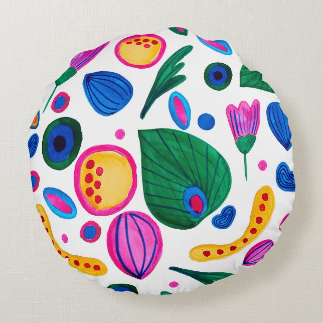 Jardín Botánico Abstracto Boho Maximalist Rundes Kissen (Rückseite)