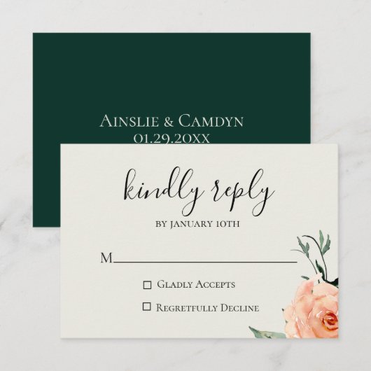 Jardin De Fleurs Wedding RSVP Card Karte (Vorne/Hinten)
