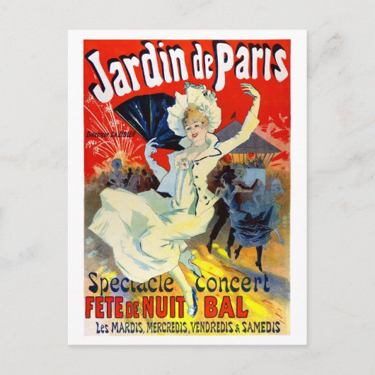 Jardin de Paris France Vintage Poster restauriert Postkarte (Vorderseite)