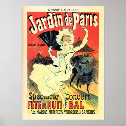 JARDIN DE PARIS Konzerttheater Jules Cheret Paris Poster (Vorne)