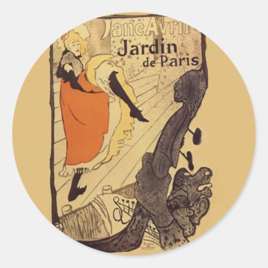 Jardin de Paris - Toulouse-Lautrec Runder Aufkleber (Vorderseite)